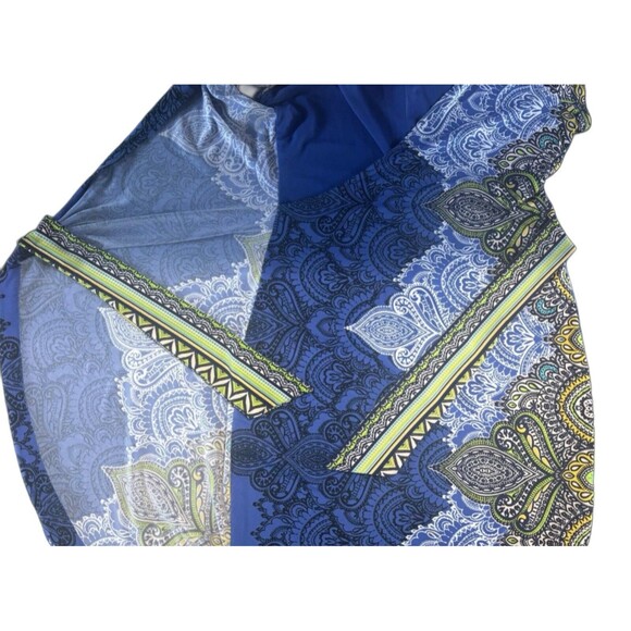 Cache Faux Wrap Dress Women's Small Blue Paisley  V-Neck Short Sleeves Front Tie - Picture 3 of 7